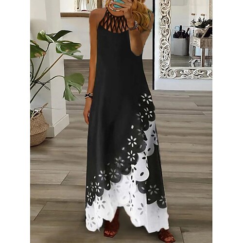 

Per donna Abito lungo Abito lungo Abito casual Vestito nero Abito estivo Floreale Di tendenza Moderno Giornaliero Per eventi Da mare falso in due pezzi Strappato Senza maniche All'americana Vestito