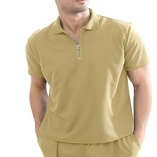 

Herre POLO T-skjorte Golf skjorte Avslappet Ferie Knaphul Quarter Zip Kortermet Mote Grunnleggende عادي Quarter Zip Sommer Normal Gul Grå POLO T-skjorte