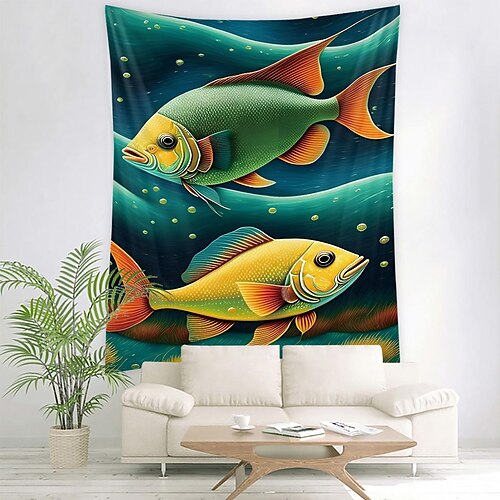 

Ocean Fish Wall Tapestry Art Decor Blanket Curtain Hanging Home Bedroom Living Room Decoration