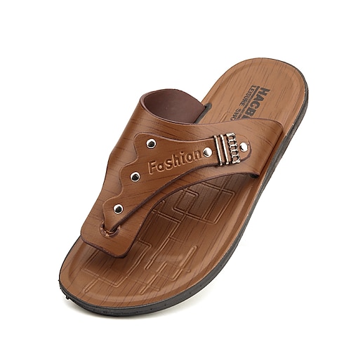 

Herren Hausschuhe Flip-Flops Flip Flops Hausschuhe im Freien Strandpantoffeln Brautkleider schlicht Strand Design Täglich PU Atmungsaktiv Gelb Braun Sommer Frühling