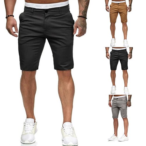 

Herren Shorts Kurze Hosen Chino Bermuda Shorts Bermudas Tasche Glatt Komfort Atmungsaktiv Outdoor Täglich Ausgehen 100% Baumwolle Modisch Strassenmode Schwarz Khaki