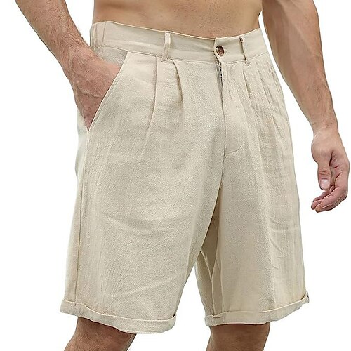 

Homens Calção Shorts de linho Shorts de verão Shorts de praia Bolsos Tecido Conforto Respirável Ao ar livre Diário Para Noite Misto de Algodão e Linho Moda Roupa de rua Preto Branco