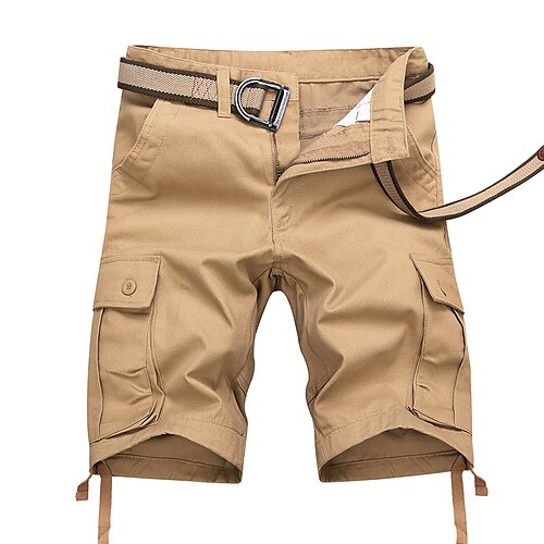 

Homens Bermuda Cargo Calção Shorts de trabalho Perna Cordão Bolso com aba Tecido Conforto Respirável Ao ar livre Diário Para Noite Moda Roupa de rua Exército verde Preto