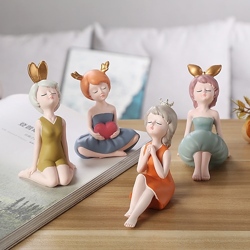 

1PCS/4PCS Nordic Fashion Girl Home Desktop Decoration Resin Art Fairy Car Decoration Inside The Car