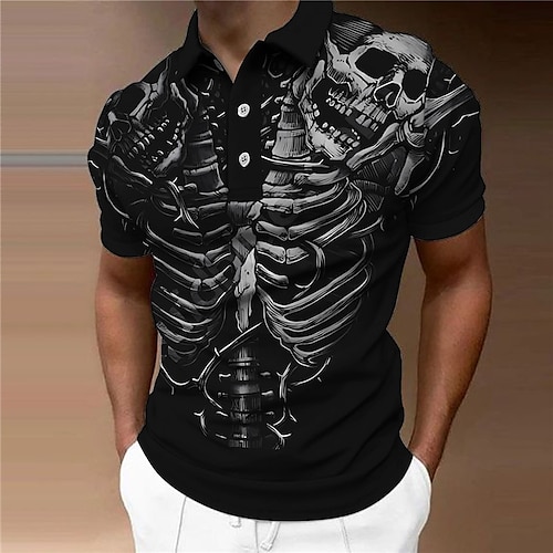 

Per uomo POLO Camicia da golf Golf Teschi Stampe astratte Scuro Collo ripiegabile Nero Grigio Esterno Strada Maniche corte Stampa Abbigliamento Sportivo Di tendenza Streetwear Originale