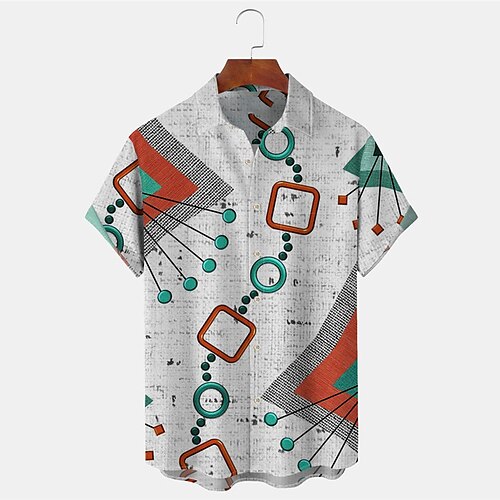 

Herren Hemd Grafik-Drucke Geometrie Umlegekragen Grau Outdoor Strasse Kurze Ärmel Button-Down Bedruckt Bekleidung Modisch Designer Brautkleider schlicht Weich