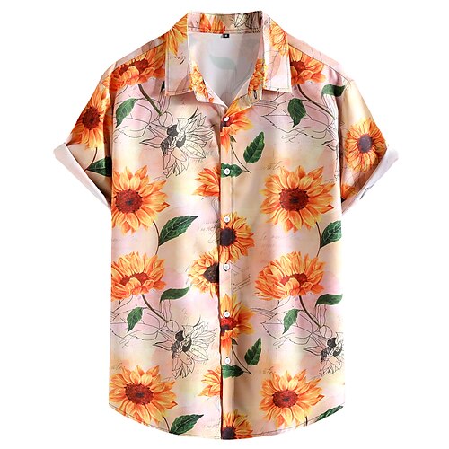 

Per uomo Camicia Giallo Manica corta Floreale Colletto classico Hawaiano Abbigliamento Stile da spiaggia