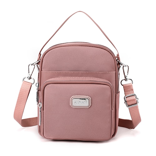 

Dame Crossbody-veske Mobilveske Nylon Daglig Glidelås Vanntett Holdbar Helfarge Svart Rosa Rød