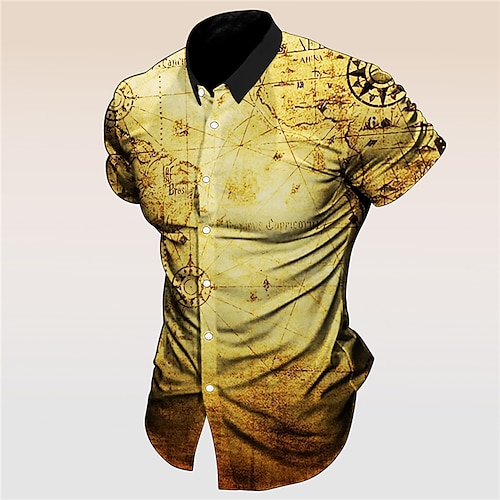 

Per uomo Camicia Mappa Stampe astratte Vintage ▾ Collo ripiegabile Giallo Cachi Esterno Strada Maniche corte Stampa Abbigliamento Di tendenza Streetwear Originale Morbido