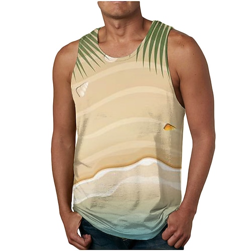 

Herre Vest Top Ærmeløs T-shirt til mænd Grafisk Strand Rund hals Tøj 3D-udskrivning Daglig Sport Uden ærmer Trykt mønster Mode Hawaiiansk Muskel
