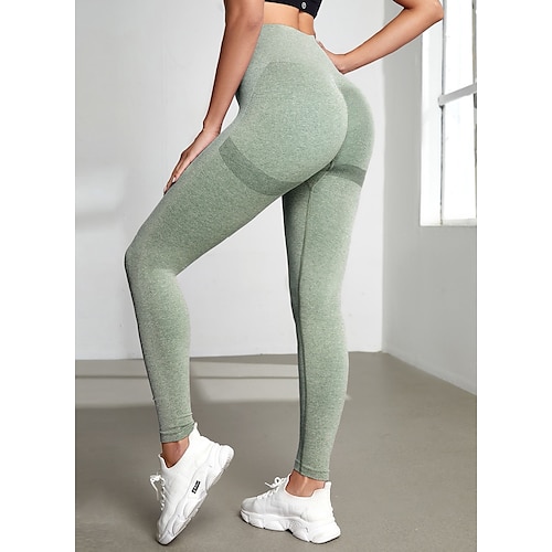 

Dame Yoga Leggings Scrunch Butt Rysjet bak løftende Midjekontroll Rumpeløft Høy Midje Yoga & Danse Sko Trening Treningsøkt Bunner Mørk Rosa Svart Gul Spandex sport Sportsklær Høy Elastisitet Mager