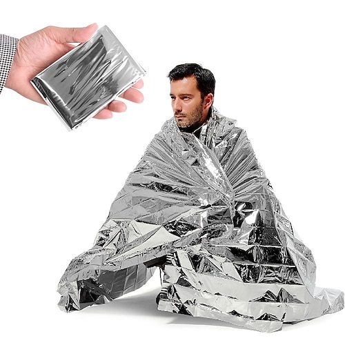 

Emergency Silver Mylar Thermal Compact Waterproof Blankets For First Aid Kits, Natural Disasters Equipment, Retain Body Heat, Keeps You Warm Dimension After Opening 8251in