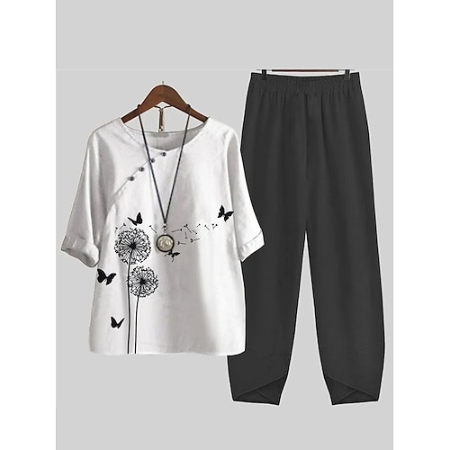 

Per donna Pigiami Top e pantalone del pigiama Completi Farfalla Fiore decorativo Di tendenza Informale Morbido Interni Giornaliero Da letto Poliestere Traspirante Girocollo Mezza manica maglietta