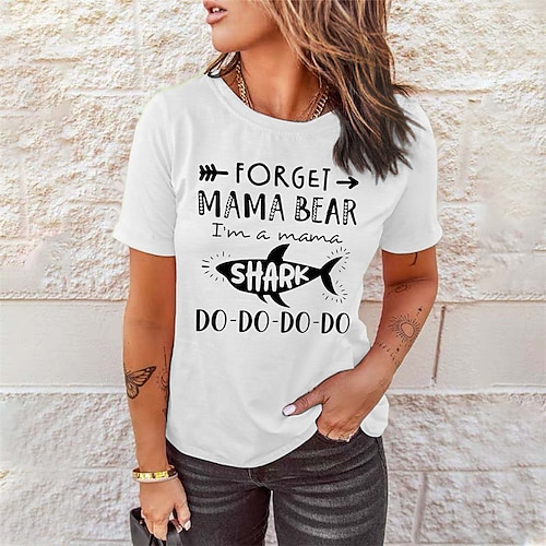 

Mujer Camiseta Negro Blanco Amarillo Letra Estampado Manga Corta Diario Fin de semana Básico Escote Redondo Regular Pintura S