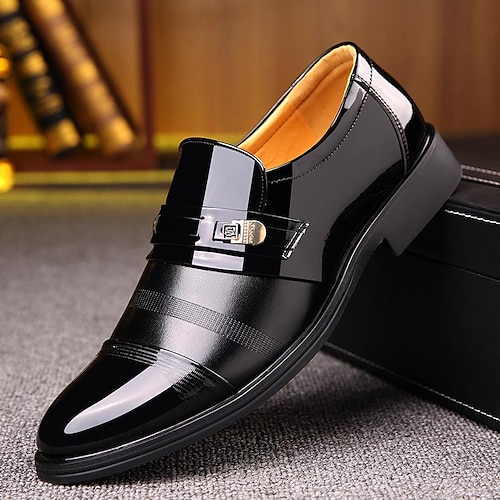 

Men's Loafers Slip-Ons Leatherette Loafers Comfort Shoes Business Daily Office Career PU Breathable Height Increasing Black heighten Brown heighten Black Spring