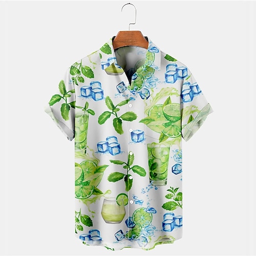 

Homme Chemise Chemise hawaïenne Imprimés Photos Feuilles Glaçon Col rabattu Vert Extérieur Plein Air Manches courtes Bouton bas Imprimer Vêtement Tenue Tropique Mode Hawaïen Design