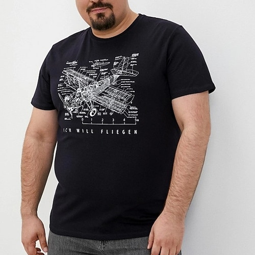

Herre Store størrelser Big Tall T skjorte T-skjorter Crewneck Svart Kort Erme utendørs Ut på byen Trykt mønster Bokstaver Grafiske trykk Klær Bomullsblanding Gatemote Stilfull Fritid