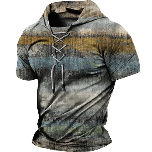 

Men's Pullover Hoodie Sweatshirt Blue Hooded Graphic Prints Lace up Print Sports Outdoor Daily Holiday 3D Print Designer Casual Athletic Spring Summer Clothing Apparel Hoodies Sweatshirts