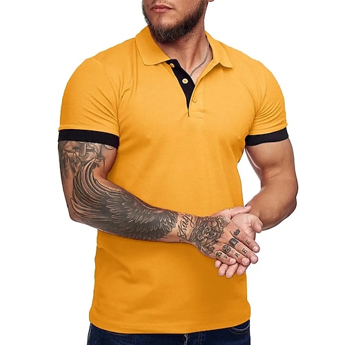 

Per uomo POLO Camicia da golf Golf Informale Sport Classico Manica corta Di tendenza Essenziale Liscio Pulsante Estate Standard Rosso fuoco Blu cielo chiaro Nero Bianco Rosa Blu marino POLO