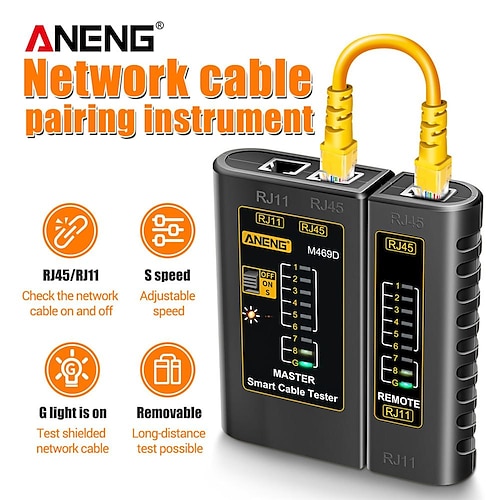 

M469D Cable Lan Tester Network Cable Tester RJ45 RJ11 RJ12 CAT5 UTP LAN Cable Tester Networking Tool Network Repair