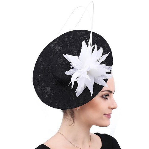 

fascinators sinamay Kentucky Derby Elegant Retrorød Med Fjer Medaljon Hovedbeklædning