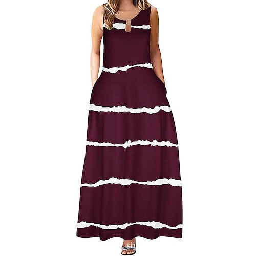 

abito maglione lungo da donna maxi abito maglione abito maglione casual un abito maglione linea abito maglione serbatoio a righe moda streetwear all'aperto quotidiano tasca data stampa abito maglione