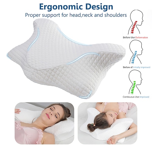 

Apoio de pescoço cervical alívio da dor contorno borboleta anti ronco cama almohadas kissen ortopedicas travesseiros de espuma de memória