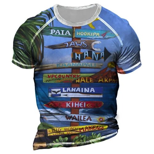 

Herre T-shirt T-Shirts Grafisk Florida Keys Rund hals Tøj 3D-udskrivning Afslappet Daglig Kortærmet Patchwork Trykt mønster Designer Letvægt Komfort