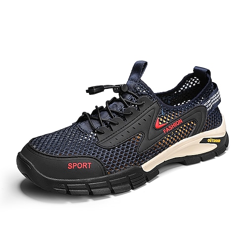 

Herre Sko Tøfler & Slip-ons Plus størrelse Flyknit sko Afslappet Daglig Gang Flodsko Net Åndbart Sort Blå Kakifarvet Sommer Forår