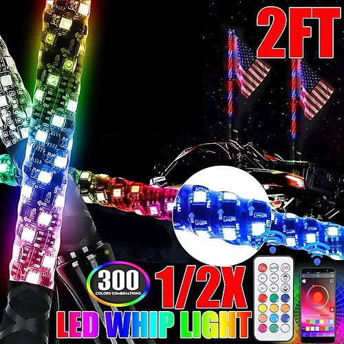 

1 stücke led peitsche licht 3 ft auto led licht rgb wasserdicht biegbar fernbedienung app musiksteuerung led fahnenmast lampe für suv atv utv rzr