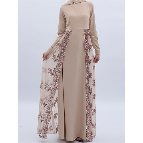 

abito formale lungo da donna maxi abito formale abito formale casual abito formale caftano abito formale estivo moda floreale moderno all'aperto vacanza quotidiana paillettes manica lunga girocollo