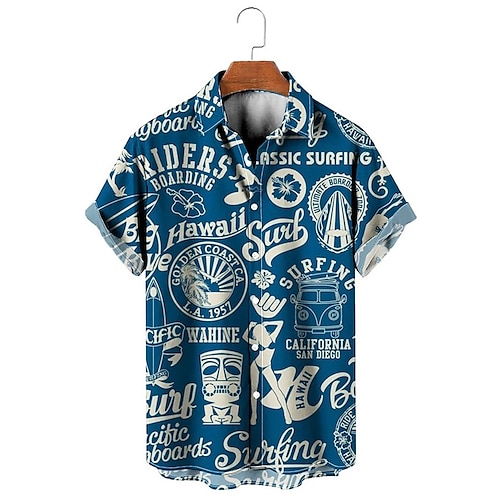 

Per uomo Camicia Camicie hawaiane vintage Alfabetico Stampe astratte Vintage ▾ Macchina Collo ripiegabile Blu marino Blu Azzurro Esterno Strada Maniche corte Stampa Abbigliamento Di tendenza