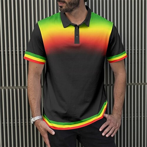 

Per uomo POLO Camicia da golf Golf Gradiente Stampe astratte Collo ripiegabile Giallo Esterno Strada Maniche corte Bottone giù Stampa Abbigliamento Sportivo Di tendenza Streetwear Originale