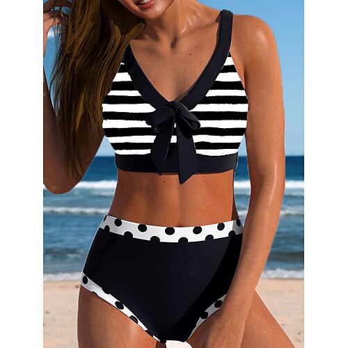 

Maillots de Bain Bikinis Maillot de bain Femme 2 Pièces Pois Rayé Normal Maillots de bain Sportif Eté