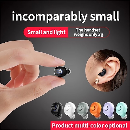 

Wireless Headphone Invisible Bluetooth Earphone Mini Single in Ear Earbuds with Mic 18D Sound Quality Headset 20H Music Time