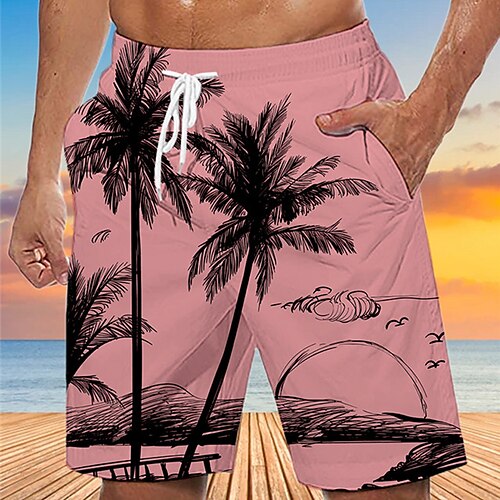 

Per uomo Boxer da surf Pantaloncini da mare Boxer da mare A cordoncino con fodera in rete Vita elastica Albero di cocco Stampe astratte Asciugatura rapida Breve Informale Giornaliero Per eventi