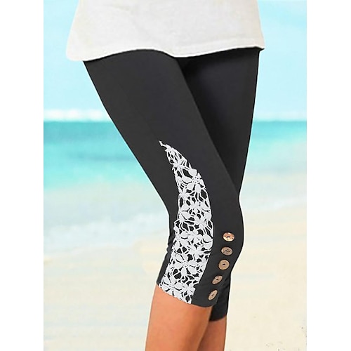

Per donna Ghette pantaloncini capri Nero Di tendenza Casual / quotidiano Pizzo Polpaccio Fasciante in vita Liscio S M L XL 2XL