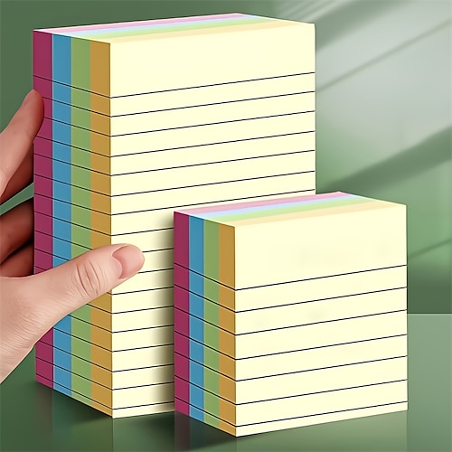 

Plain Color Sticky Notes 200Sheets Note Office Note Paper Horizontal Line Note Sticker Large And Medium Size Note Can Be Written And Pasted N Times, Back to School Gift