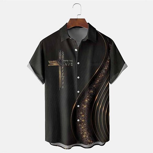 

Homens Camisa Social Camisa havaiana Estampas Abstratas Cruz Aberto para a Lateral Preto Verde Claro Roxo Verde Azul Escuro Ao ar livre Rua Manga Curta Imprimir Roupa Moda Designer Casual Macia