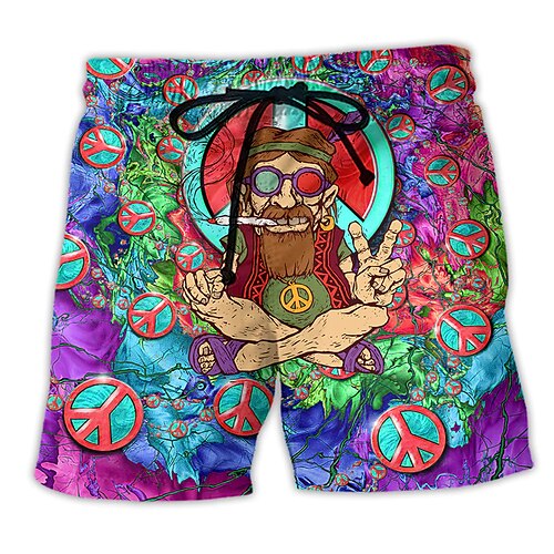 

Herre Surf shorts Badeshorts Snørelukning med mesh-for Elastisk Talje Grafiske tryk Figurer Hurtigtørrende Korte Afslappet Daglig Ferie Hawaiiansk Boheme Lyserød Lilla Mikroelastisk