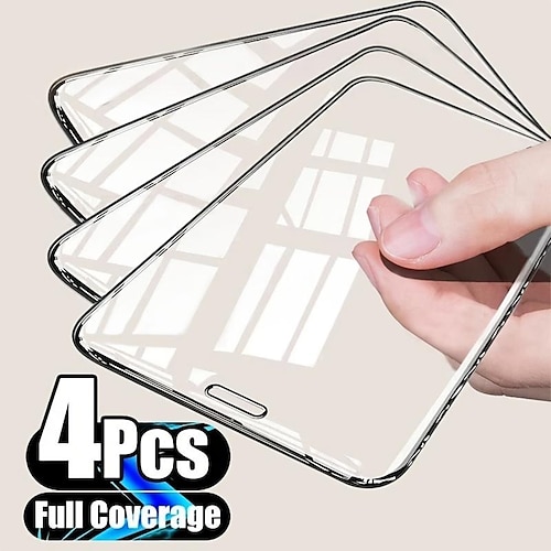 

4 Pças. Telefone Protetor de tela Para Apple iPhone 14 Pro Max Plus 13 12 11 Mini X XR XS 8 7 Vidro Temperado Dureza 9H Anti-bolhas Anti Impressão Digital Alta Definição (HD) À prova de explosão