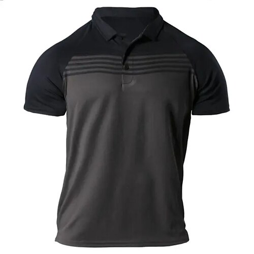 

Herre Polo Golf skjorte Arbeid Sport Klassisk Kortermet Stilfull Grunnleggende Stripet Horisontale strips Knapp foran Sommer Vår Normal Mørkebrun Svart Blå Polo
