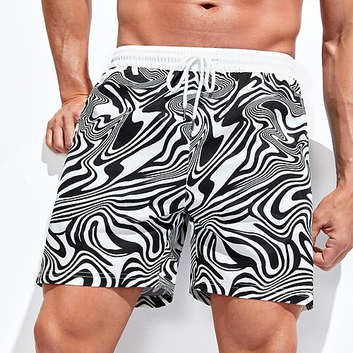 

Herre Surf shorts Badeshorts Sommer shorts Strandshorts Snørelukning med mesh-for Elastisk Talje Abstrakt Grafiske tryk Hurtigtørrende Korte Afslappet Daglig Ferie Boheme Hawaiiansk Sort Hvid