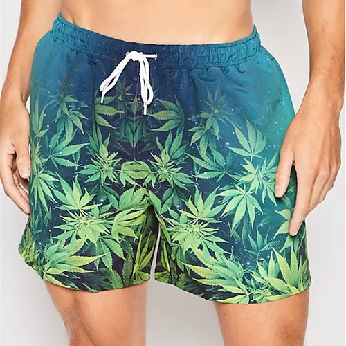 

Herre Surf shorts Badeshorts Sommer shorts Strandshorts Snørelukning med mesh-for Elastisk Talje Blad Planter Grafiske tryk Hurtigtørrende Korte Afslappet Daglig Ferie Boheme Hawaiiansk Grøn