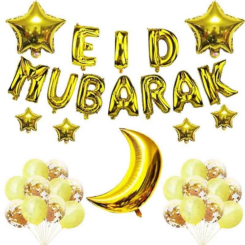 

ramadan festival brev eid mubarak månestjerne latex ballon sæt aluminium film ballon dekoration muslimsk