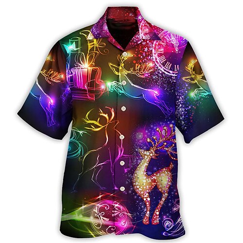 

Homens Camisa Social Camisa havaiana Cada Estampas Abstratas Luzes Aberto para a Lateral Roxo Rua Casual Manga Curta Botão para baixo Imprimir Roupa Tropical Moda Roupa de rua Havaiana