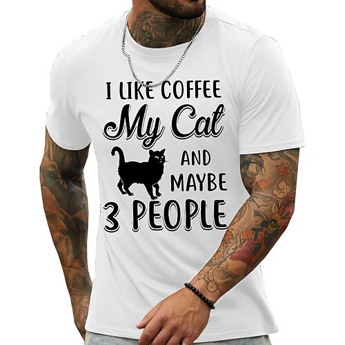

Per uomo maglietta Magliette grafiche Camicia fresca Animali Gatto Alfabetico Stampe astratte Girocollo Stampa a caldo Strada Da mare Maniche corte Stampa Abbigliamento Originale Essenziale