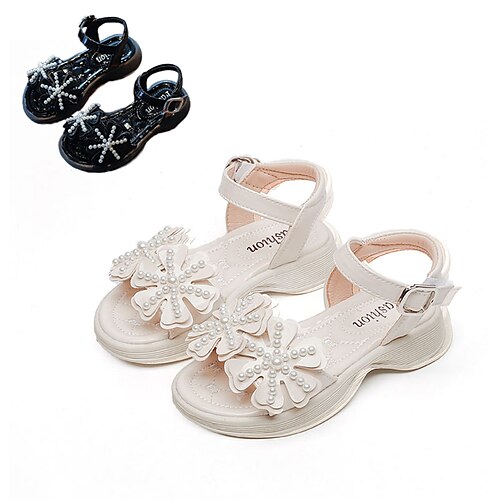 

Girls' Sandals Daily Dress Shoes Princess Shoes PU Big Kids(7years ) Little Kids(4-7ys) Wedding Party Gift Black Beige Summer Spring