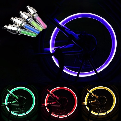 

LED Bike Light Valve Cap Flashing Lights Wheel Lights - Mountain Bike MTB Bicycle Cycling Waterproof Easy Carrying Durable Button Battery AG10 Red Blue Yellow Cycling / Bike / Aluminum Alloy