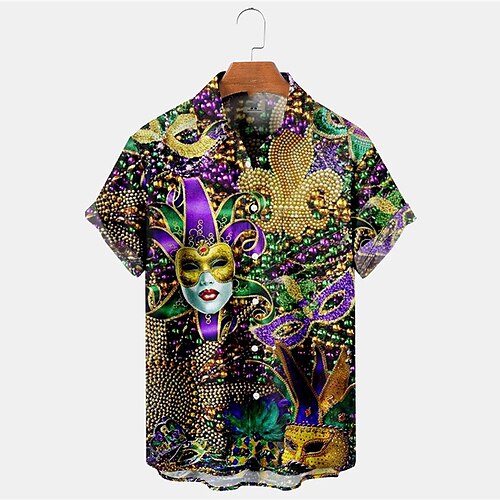 

Hombre Camisa camisa hawaiana Estampados Máscara Felices Pascuas Pascua de Resurrección Cuello Vuelto Morado Calle Casual Mangas cortas Abotonar Estampado Ropa Tropical Moda Ropa de calle Hawaiano